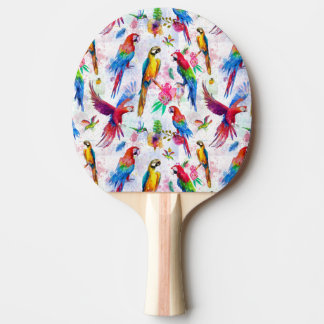 Watercolor Style Parrots Ping Pong Paddle