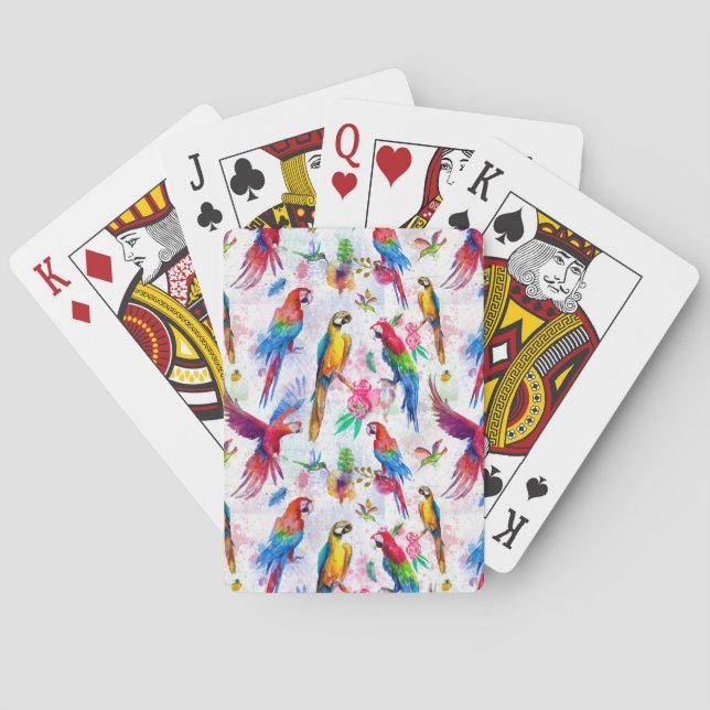 Watercolor Style Parrots Playing Cards (Back)