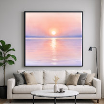Watercolor Style Sun - Seascape Art