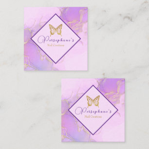 watercolor style with butterfly elegant square business card