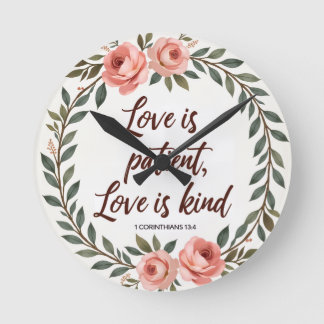 Watercolor style wreath love themed clock