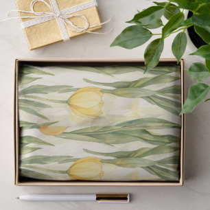 Watercolor Style Yellow Tulips All-over Print Tissue Paper