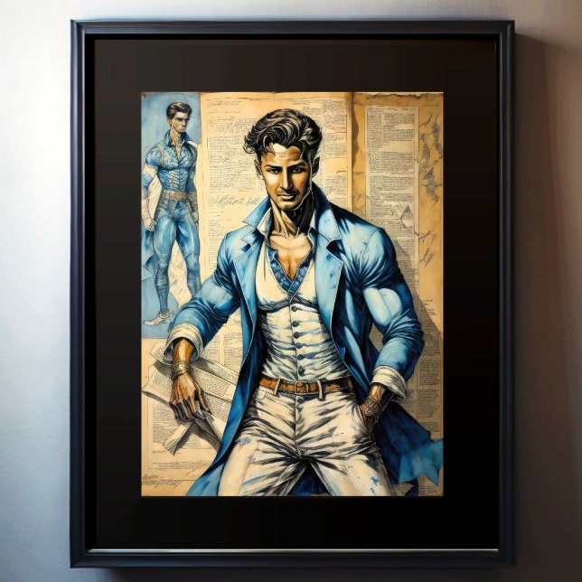 Watercolor Suave Man Newsprint Collage Poster (Creator Uploaded)