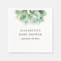 Watercolor succulent baby shower. Greenery cactus