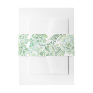 watercolor succulent belly band invitation belly band