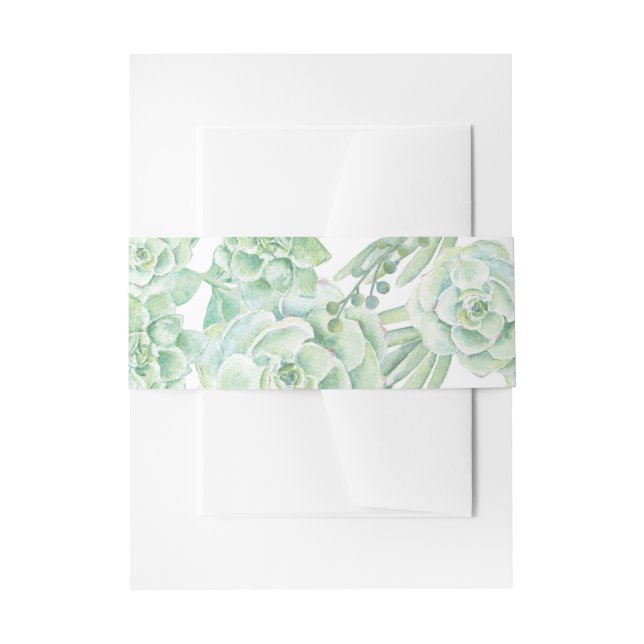 watercolor succulent belly band invitation belly band (Front Example)