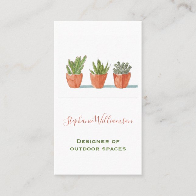 Watercolor Succulent Botanical Business Card (Front)