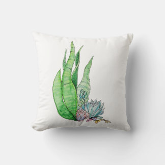 Watercolor Succulent Botanical Greenery Cushion