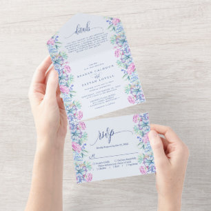 Watercolor Succulent Botanical Wedding All In One Invitation