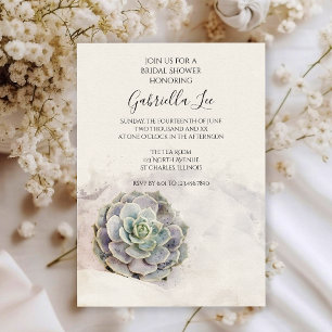 Watercolor Succulent Bridal Shower Invitation