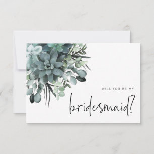 Watercolor Succulent Bridesmaid Proposal Card