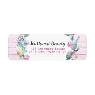Watercolor Succulent Cactus Boho Return Address Label