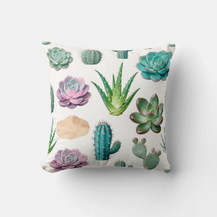 Watercolor Succulent Cactus Pattern Cushion