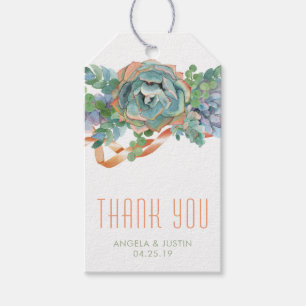 Watercolor Succulent Cluster Thank You Gift Tags