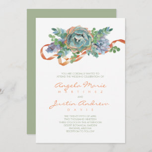 Watercolor Succulent Cluster Wedding Invitation