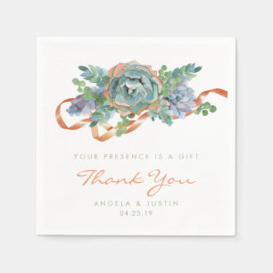 Watercolor Succulent Cluster Wedding Napkin