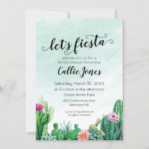 Watercolor Succulent Fiesta Shower Invitation