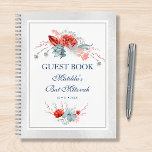Watercolor Succulent Floral Botanical Bat Mitzvah Notebook<br><div class="desc">This design features elegant watercolor succulent floral bouquets in soft blue and silver with a vibrant red flowers on a white background with a silver shimmer border. Personalise with your Bat Mitzvah details by editing the text in the text boxes. Designed for you by Evco Studio www.zazzle.com/store/evcostudio #mitzvah #batmitzvah #eventplanner...</div>