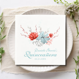 Watercolor Succulent Floral Botanical Quinceañera Napkin