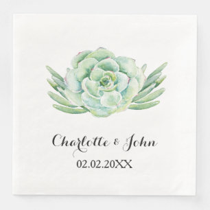 watercolor succulent floral wedding napkin