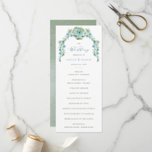 Watercolor Succulent Flower Arbor Garden Wedding Program