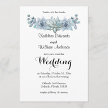 Watercolor Succulent & Flower Wedding Invitation