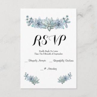 Watercolor Succulent & Flower Wedding RSVP Card