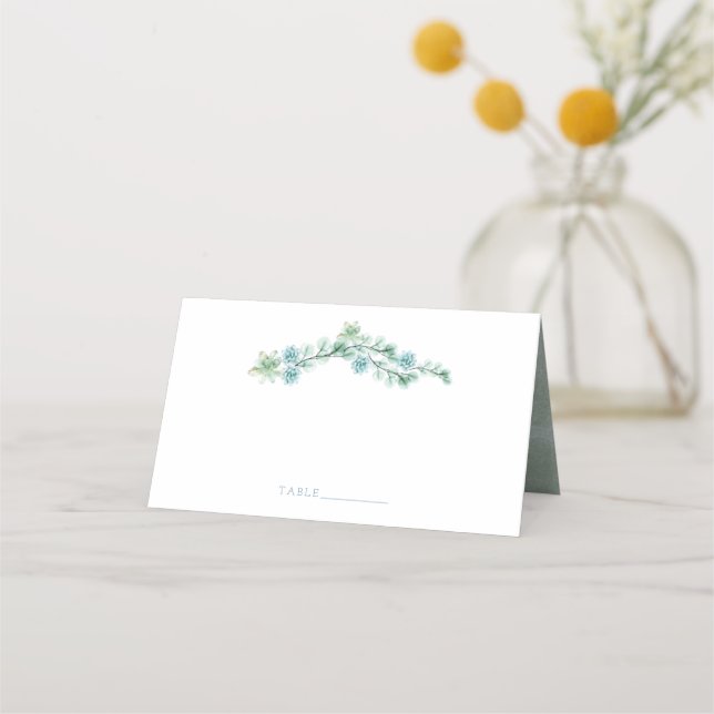 Watercolor Succulent Garden Stylish Summer Wedding Place Card (Front)