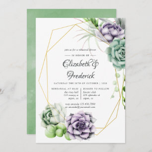 Watercolor Succulent Geometric Rehearsal Dinner Invitation
