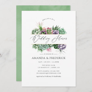 Watercolor Succulent Geometric Wedding Shower Invitation