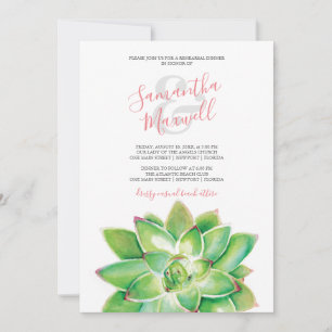 Watercolor Succulent Leaves Rehearsal Dinner