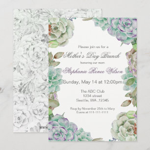 Watercolor Succulent Mother's Day Brunch Invites