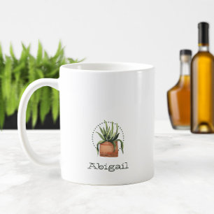 Watercolor Succulent Plant + Name or Monogram 🌵✨ Coffee Mug