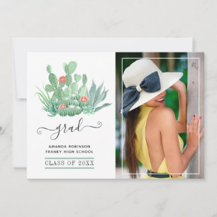 Watercolor Succulent Plants Graduation Photo Announcement
