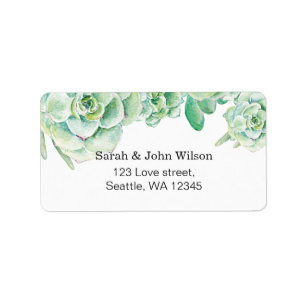 watercolor succulent wedding address label