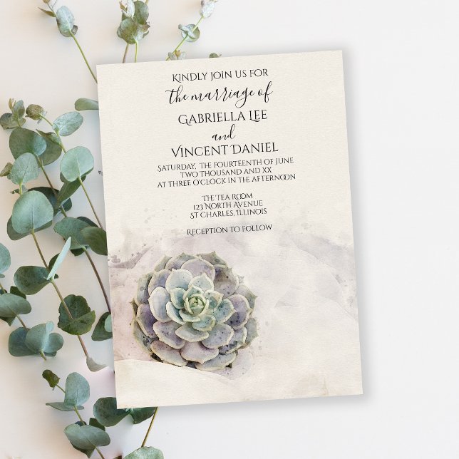 Watercolor Succulent Wedding Invitation (Creator Uploaded)