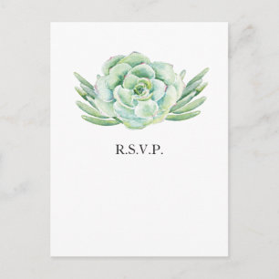 watercolor succulent wedding rsvp invitation postcard
