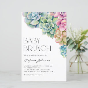 Watercolor Succulents Baby Brunch Invitation