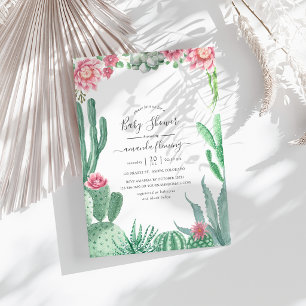 Watercolor Succulents Baby Shower Invitation