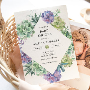 Watercolor Succulents Baby Shower invitation