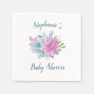 Watercolor Succulents Baby Shower Personalised Napkin