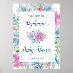 Watercolor Succulents Baby Shower Poster