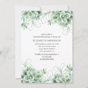 Watercolor succulents bachelorette party. Cactus Invitation