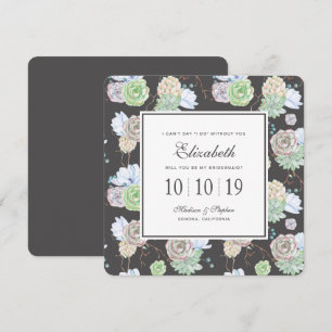 Watercolor Succulents & Branches - Bridesmaid Invitation