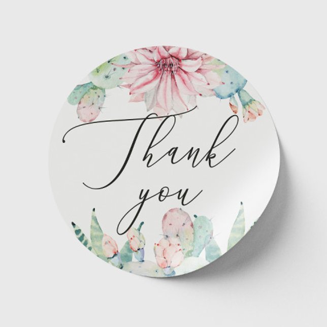 Watercolor succulents. Cactus wedding thank you Classic Round Sticker (Creator Uploaded)