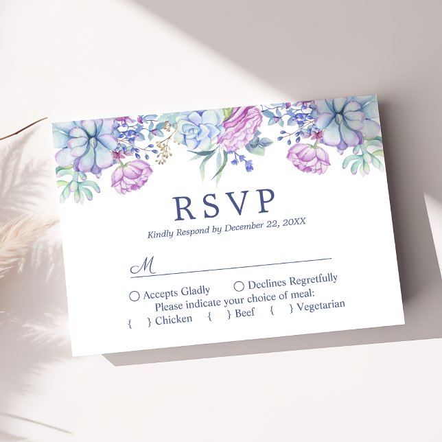 Watercolor Succulents Floral Boho Wedding RSVP (Creator Uploaded)