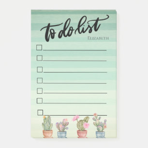 Watercolor Succulents Green To Do List Post-it Notes