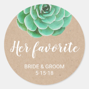 Watercolor Succulents Her Favourite Favour Label