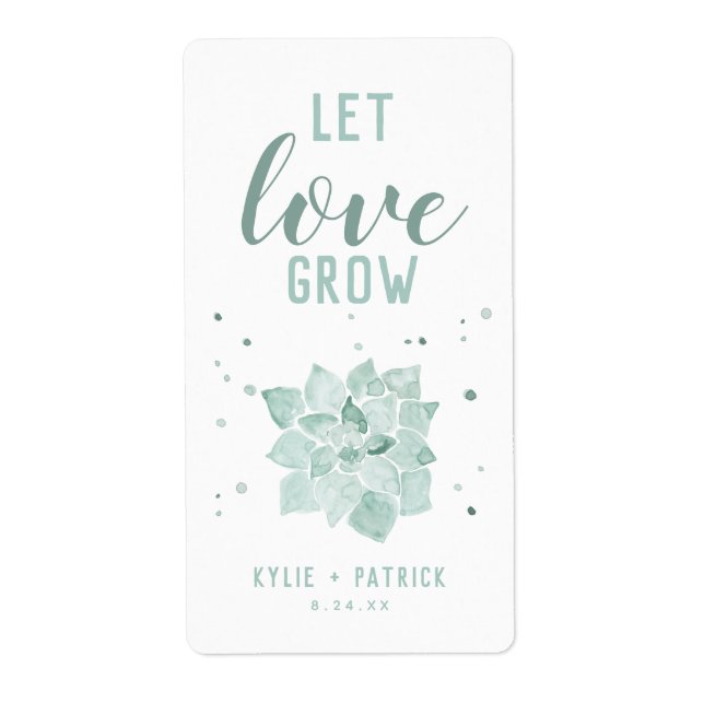 Watercolor Succulents Let Love Grow Wedding Favour (Front)