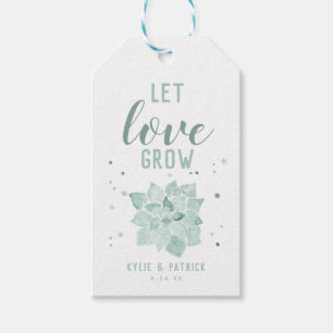 Watercolor Succulents Let Love Grow Wedding Favour Gift Tags
